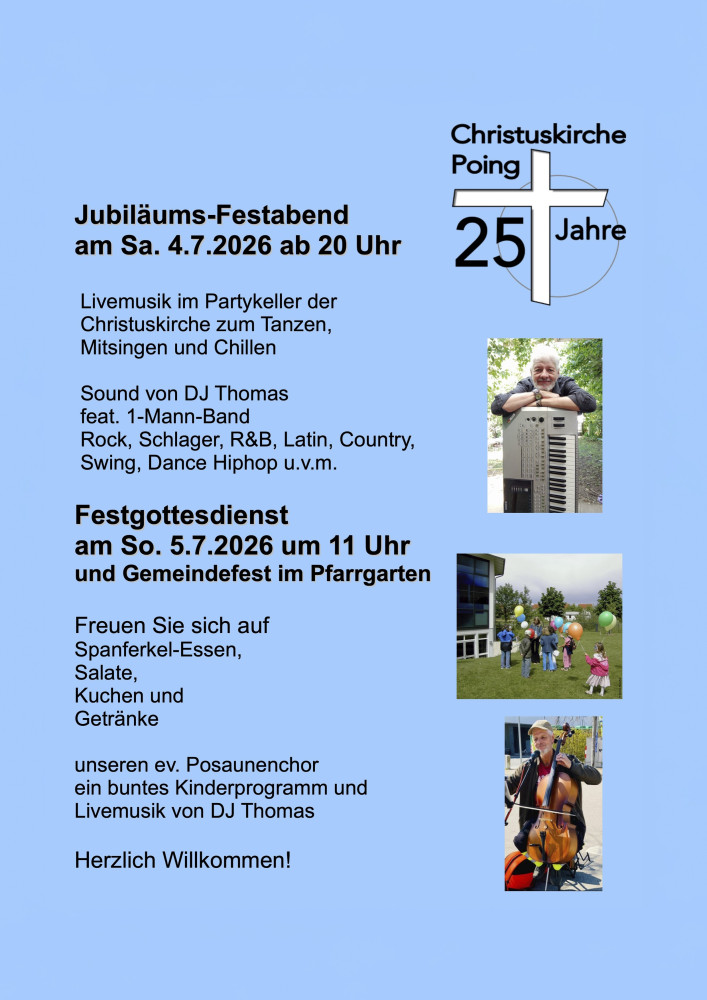Plakat für den Festabend und den Festgottesdient zum 25 jährigen Jubiläum der Christuskirche