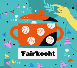 Plakat für „fair“ kocht. 