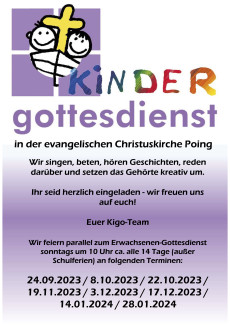 Termine für den Kindergottesdienst
