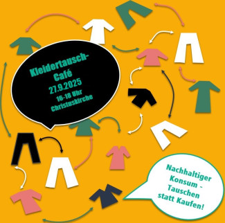 Plakat vom Kleiderttauschkaffee im Weltladen